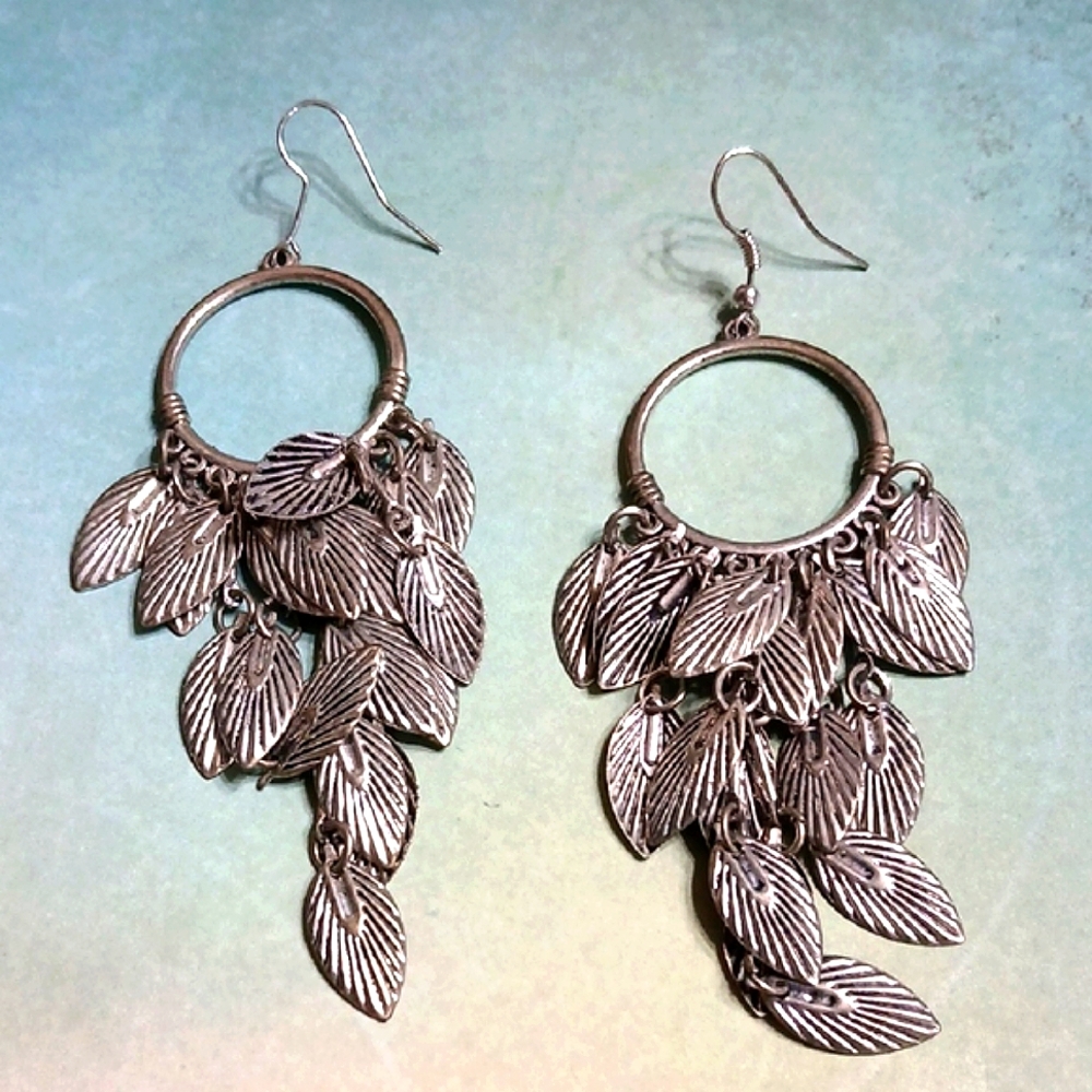 Silver Leaf Dangle Earrings